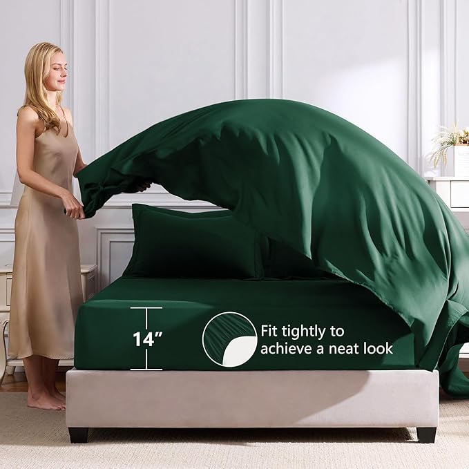 CozyLux Queen Comforter Set Emerald Green - Image 5