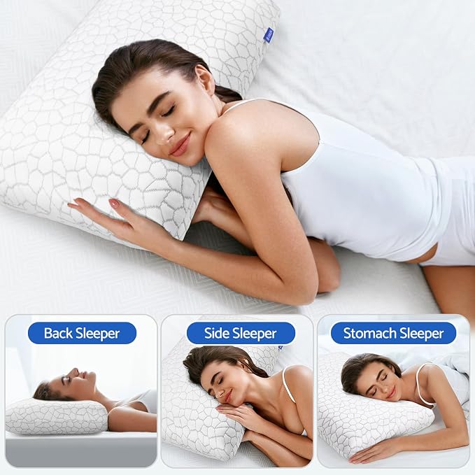 CushZone Memory Foam Pillows for Sleeping, Bed Pillow - Image 6
