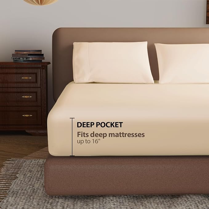 100% Egyptian Cotton Fitted Sheet Twin-XL/Split King Size, 600 Thread Count - Image 2