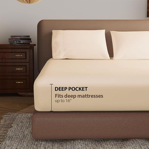 100% Egyptian Cotton Fitted Sheet Full Size, 600 Thread Count, Single Fitted - Image 2