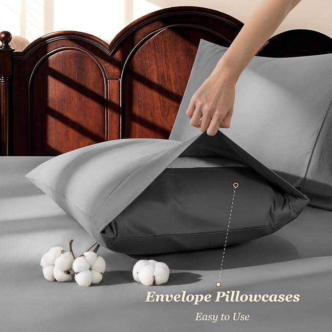 LBRO2M 100% Cotton Sheets Set Deep Pocket 19", 1000 Thread Count King Size 4 - Image 6