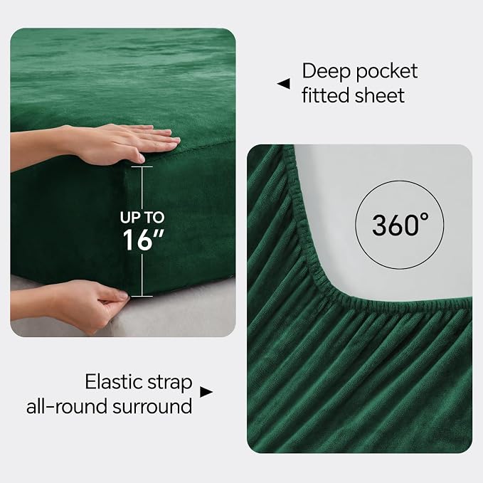 BEDELITE Flannel Sheets King Size Dark Green - Image 4