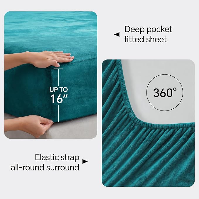 BEDELITE Flannel Sheets Full Size Teal - Image 4