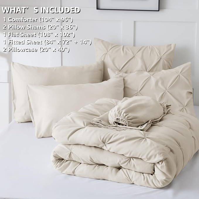CozyLux California King Comforter Set Beige - Image 7