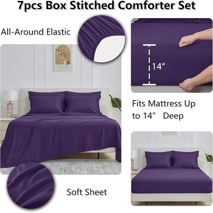 CozyLux King Size Comforter Set Purple - Image 6