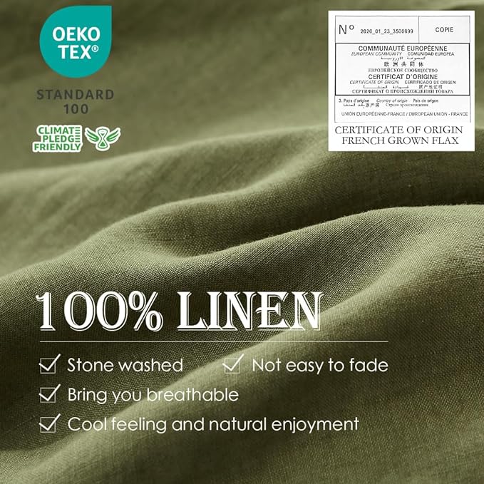 Simple&Opulence 100% Washed Linen Duvet Cover Set 5pcs Basic Style Natural - Image 2