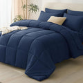 CozyLux Oversized Queen Comforter Sets Navy Blue, 7 Pieces Bed in a Bag by CozyLux