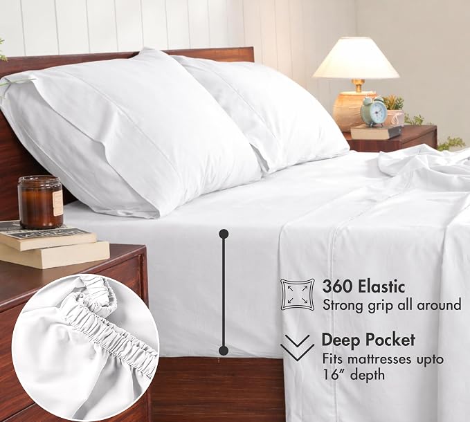 RUVANTI 100% Cotton Sheets – Twin Size Percale Bedding, Cooling & Breathable - Image 6