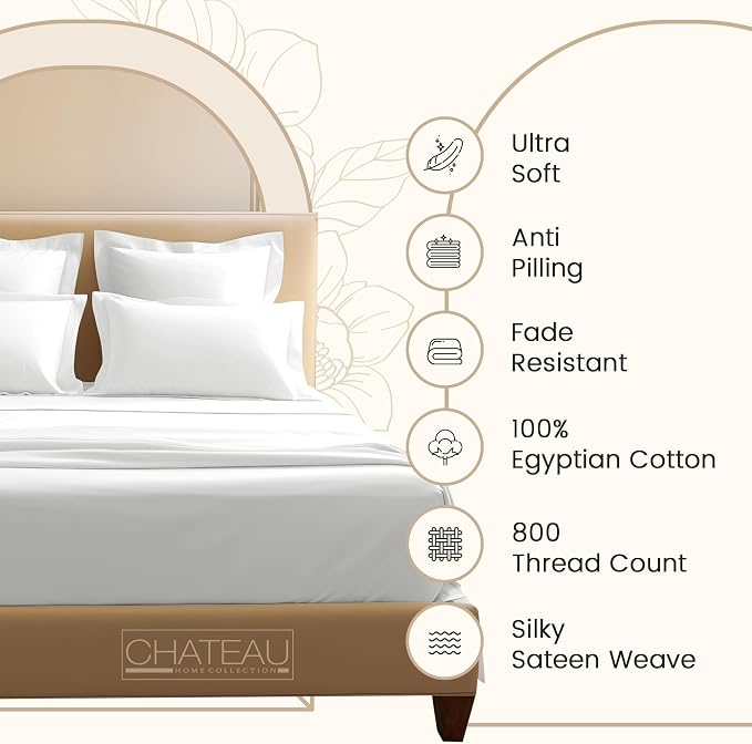 100% Egyptian Cotton Sheets King Size, 800 Thread Count 4 Piece Breathable Bed - Image 3