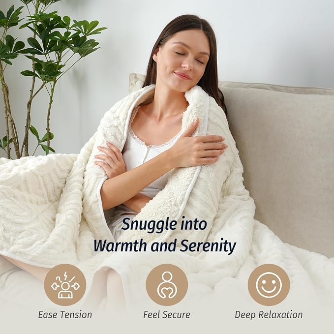 Wemore Jacquard Fleece Weighted Blanket Queen Size 60" x 80" 15lbs, Ultra Soft - Image 5