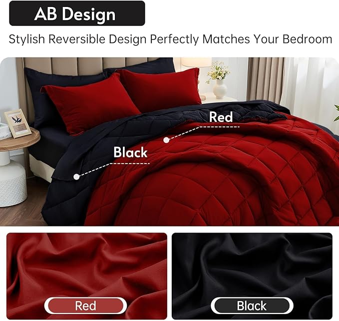 MUXHOMO 7 Pieces Queen Comforter Set, Reversible Bed in a Bag Queen Size - Image 3