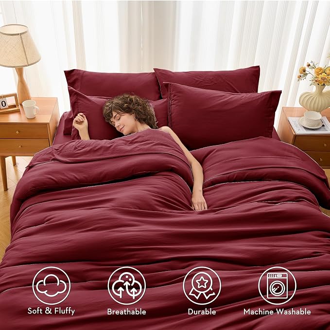 MUXHOMO 7 Pieces King Comforter Set, Soft Bed in a Bag King Size, All Season - Image 3