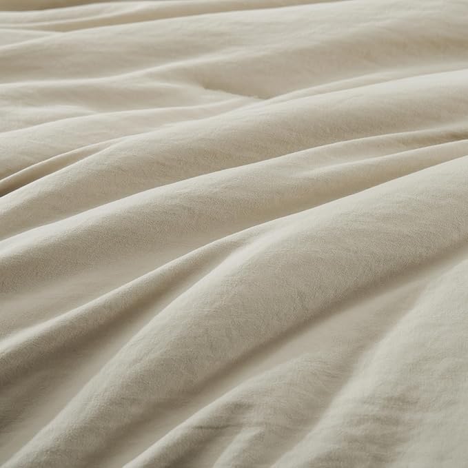 WRENSONGE Full Size Comforter Sets- 7 Pieces Soft Light Oatmeal Bed in a Bag - Image 5