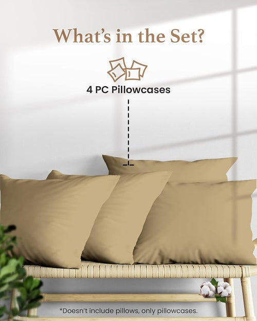 1000 TC Taupe King Pillowcases Set of 4 100% Egyptian Cotton Pillow Cases - Image 2