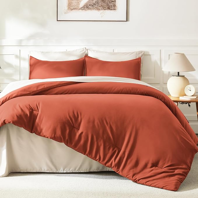 Litanika Comforter King Size Bed Set Burnt Orange, 3 Pieces Terracotta Boho - Image 6