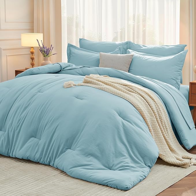 MUXHOMO 7 Pieces Queen Comforter Set, Soft Bed in a Bag Queen Size, All Season by MUXHOMO