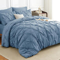 HIMEET Pintuck Bed in a Bag, 7 Pieces Queen Size Comforter Set Grayish Blue by Unknown