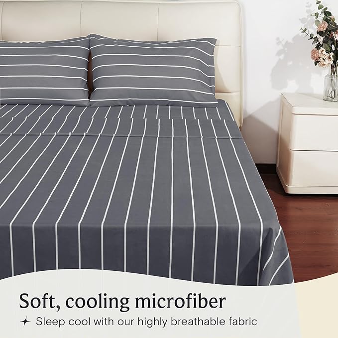 LuxClub 4 PC Queen Size Sheet Set, Breathable Luxury Bed Sheets, Deep Pockets - Image 3