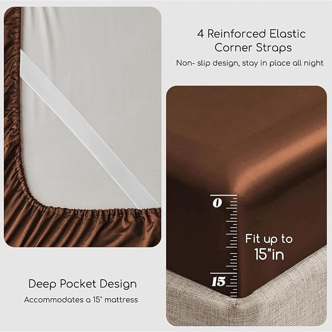 MR&HM Satin Bed Sheets, Queen Size Sheets Set - Image 4