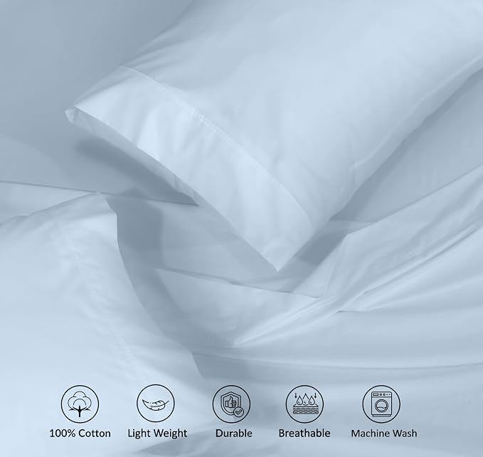 RUVANTI 100% Cotton Sheets – Queen Size Percale Bedding, Cooling & Breathable - Image 4