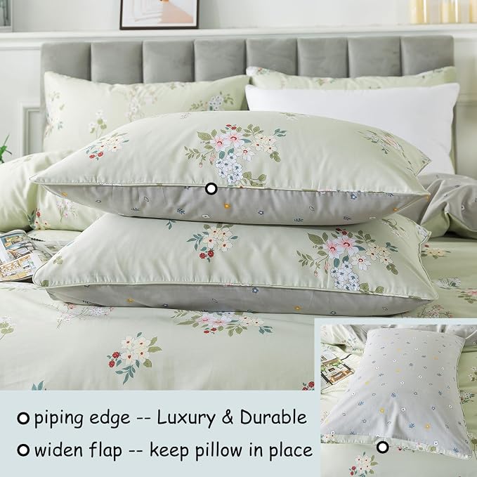 FADFAY Floral Duvet Cover Set Twin XL 100% Cotton College Bedding Vintage - Image 3