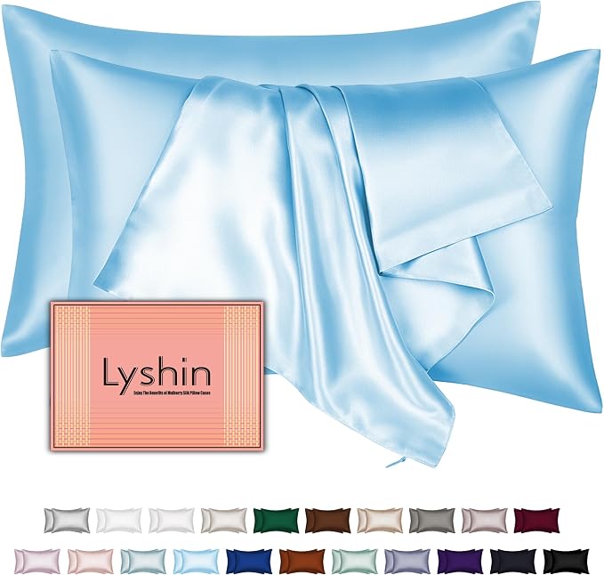Silk Pillow Cases 2 Pack Queen Size by LYSHINSILKPILLOWCASES
