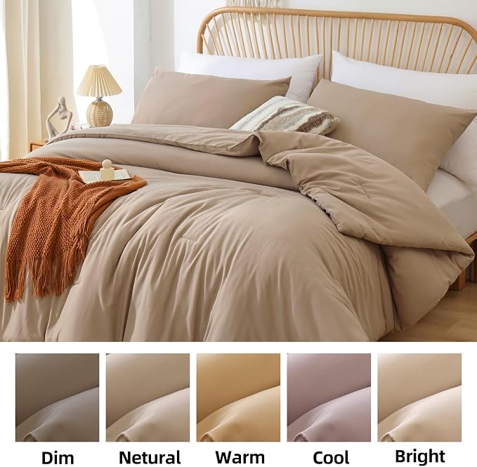 ROSGONIA Comforter Full Size for Girls Boys Teens Taupe Brown, Lightweight Dorm - Image 8