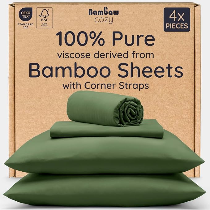 Bambaw 100% Viscose Derived from Bamboo Sheets Queen Size Set – 4pcs Cooling by Bambaw