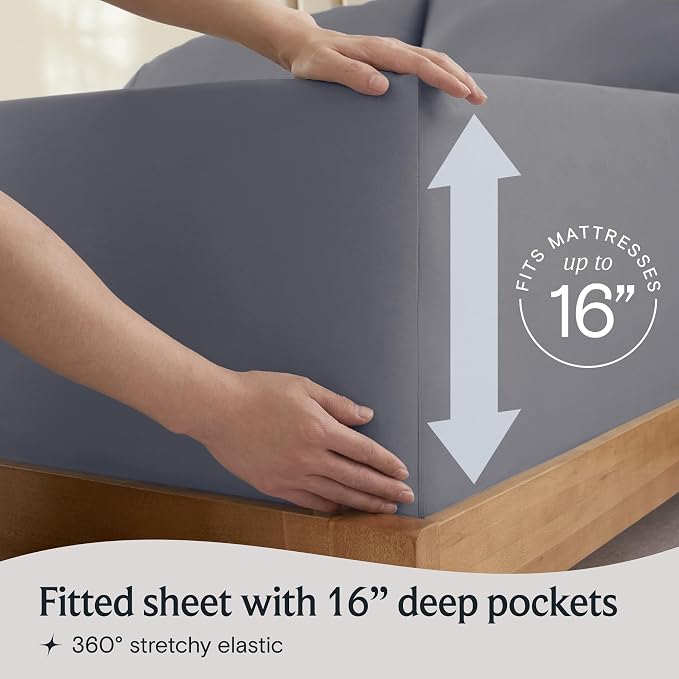 LuxClub 4 PC Full Sheet Set, Deep Pockets Wrinkle Free Cooling Bed Sheets Hotel - Image 6
