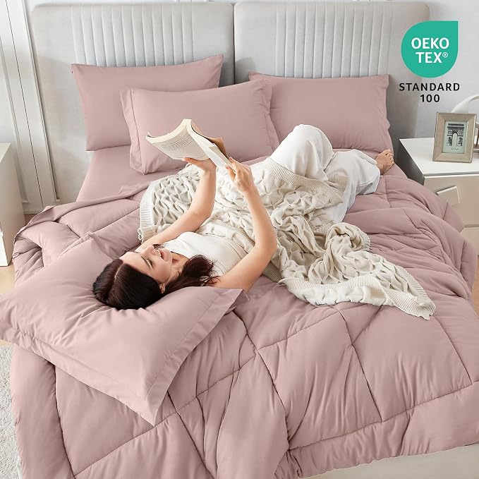 Sasttie Twin XL Comforter Set, 5 Pieces Twin XL Bed in a Bag, Complete Bedding - Image 5