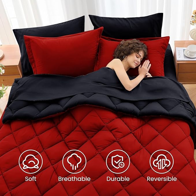 MUXHOMO 5 Pieces Twin Comforter Set, Reversible Bed in a Bag Twin Size - Image 6