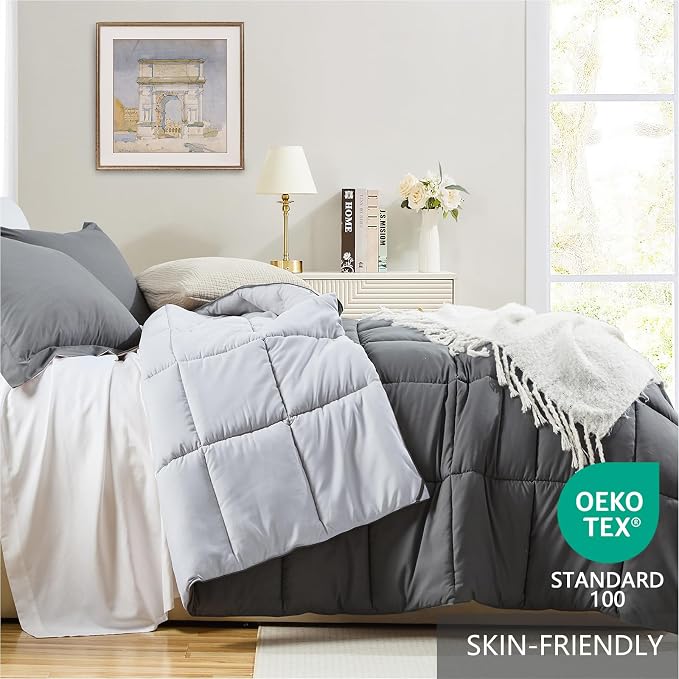 Homelike Moment King Size Comforter Set Grey, Comforters King Size Bed Sets - Image 3