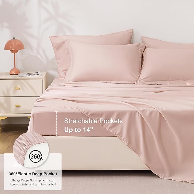 Love's cabin King Size Comforter Set Blush Pink, 7 Pieces King Bed in a Bag - Image 6