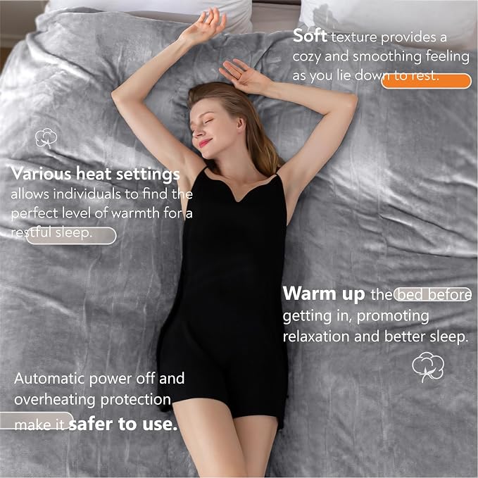 Wapaneus Heated Blanket Electric Queen Size 84"x90"-Dual Control - Image 2