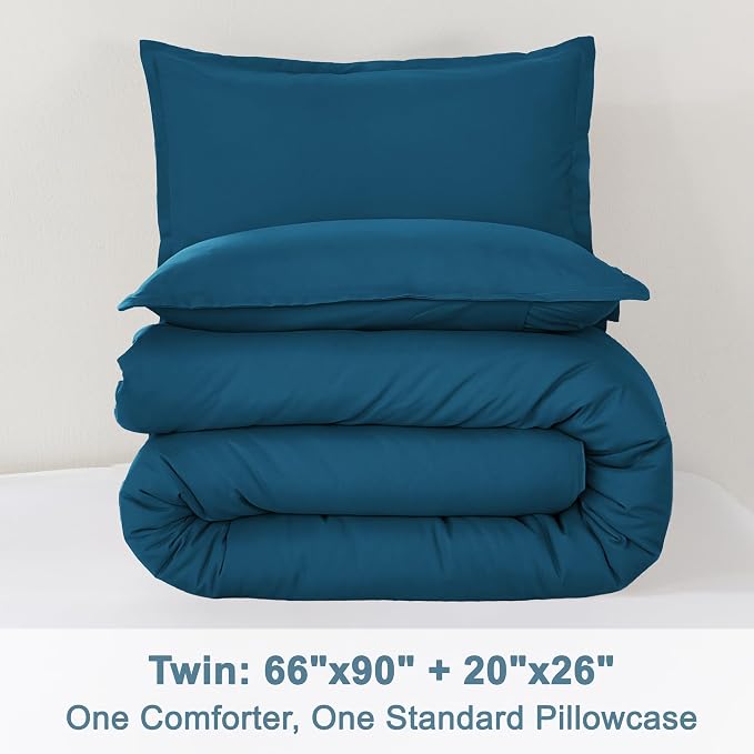 Litanika Teal Twin/Twin XL Comforter Set, 2 Pieces Turquoise Lightweight Solid - Image 9