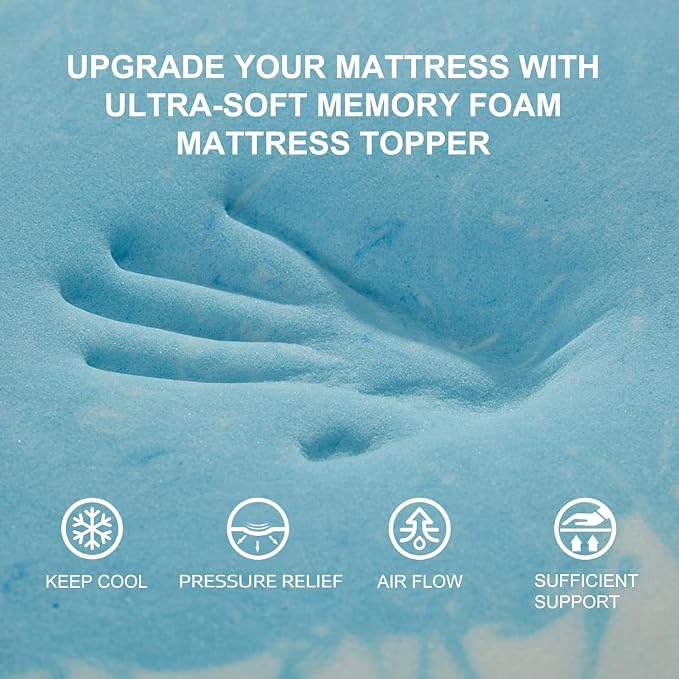 SINWEEK 1.5 Inch Mattress Topper 5-Zone Memory Foam Mattress Topper Pressure - Image 3