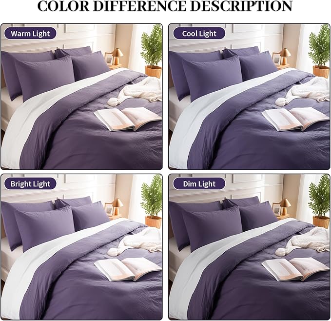 NEXHOME PRO 100% Washed Cotton Duvet Cover King Size, Ogranic Natural Linen - Image 3
