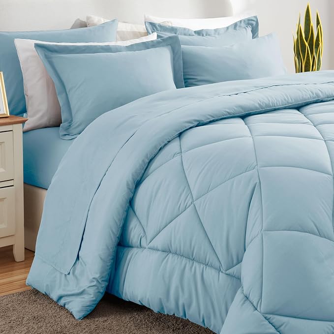 CozyLux King Size Comforter Set Light Blue - Image 7