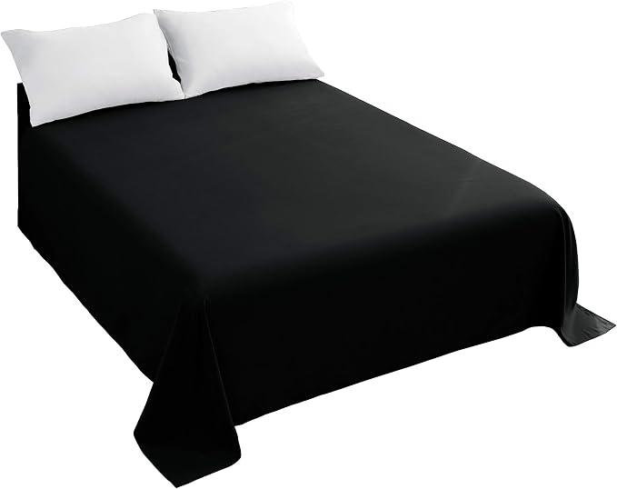 Sfoothome Twin Flat Sheet Black Top Sheet, Premium Hotel 1-Piece, Luxury and by Sfoothome
