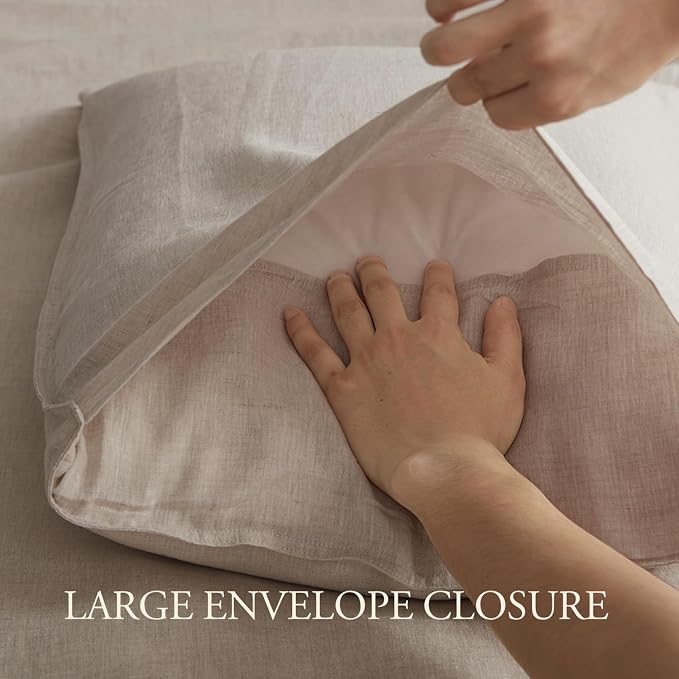 DAPU 100% Linen Duvet Cover Full 3PCs, Pure Natural French Flax Linen Duvet - Image 5
