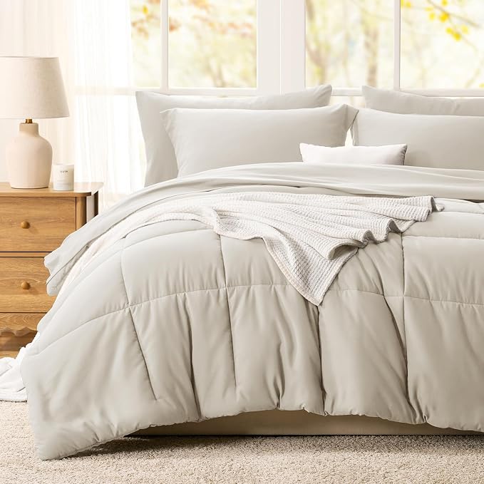 CozyLux Full Size Comforter Sets Beige - Image 8