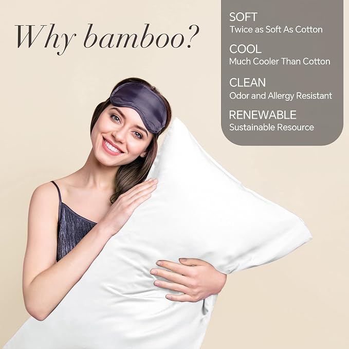 BEDELITE Standard Pillow Cases Set of 2, Rayon Derived from Bamboo, Cooling - Image 2