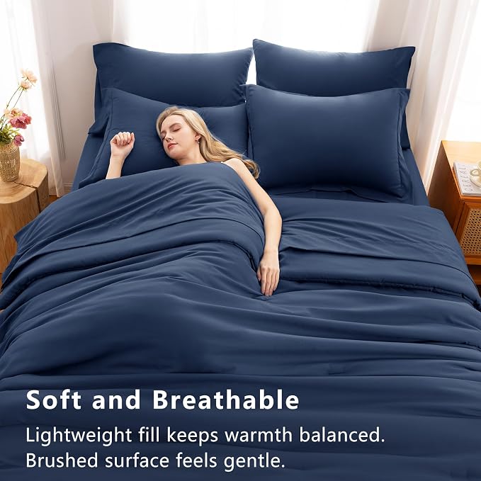 CozyLux King Size Comforter Set Navy Blue, 7 Pieces Bed in a Bag King Comforter - Image 5