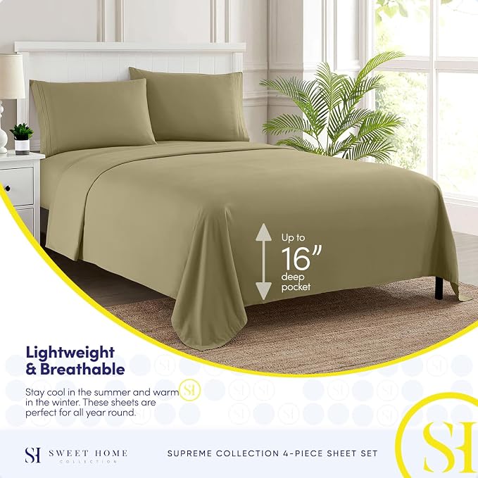 Twin Sheets - Breathable Luxury Sheets - 1800 Supreme Collection Extra Soft - Image 3