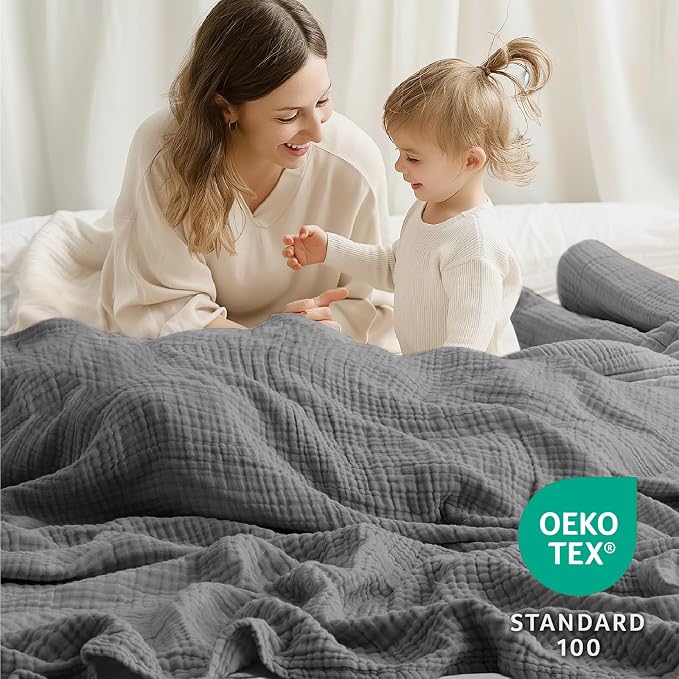 100% Cotton Muslin Blanket 50" x 60", Breathable and Lightweight Cotton Throw - Image 3