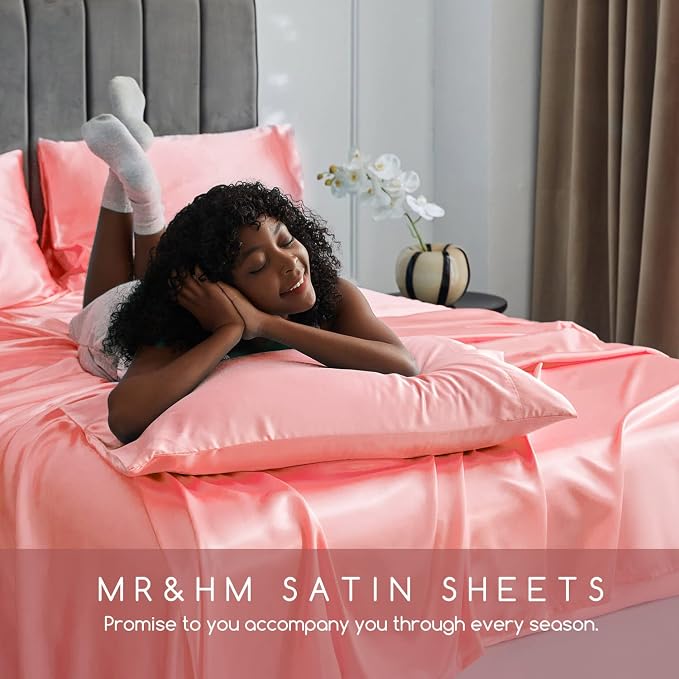 MR&HM Satin Bed Sheets, King Size Sheets Set - Image 6