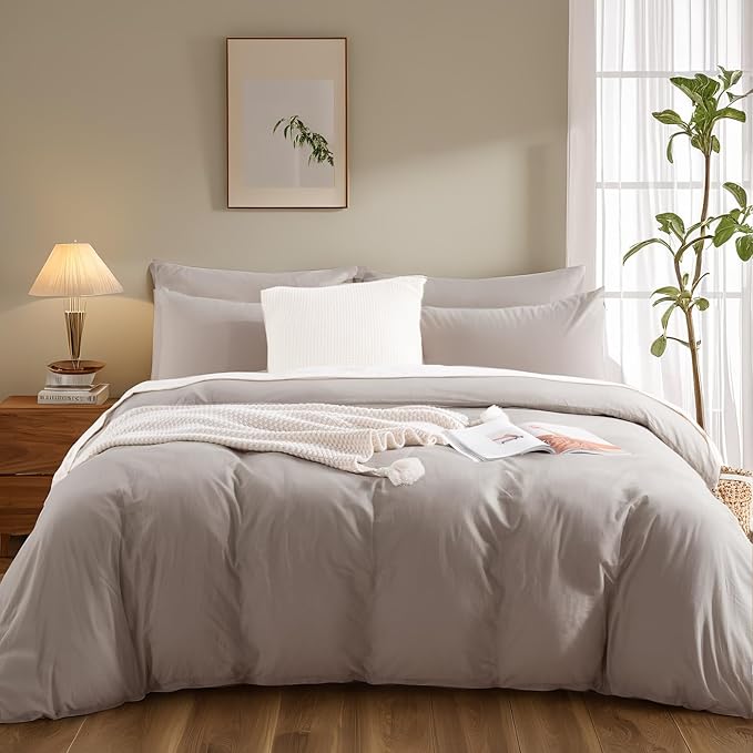 NEXHOME PRO Duvet Cover Set King Size Linen Look Organic Natural 100% Washed - Image 3