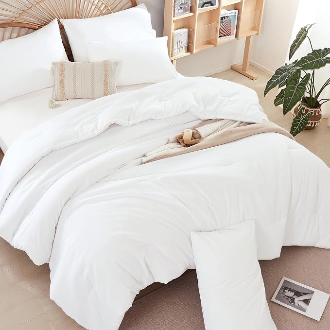 weigelia Queen Comforter Set White Comforter Boho Solid Color Bedding - Image 3
