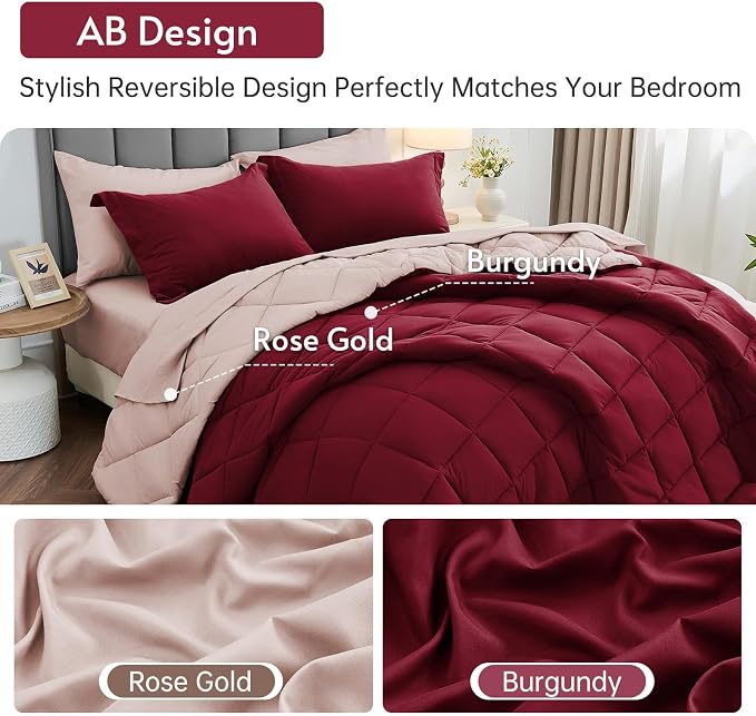MUXHOMO 7 Pieces Full Comforter Set, Reversible Bed in a Bag Full Size - Image 3