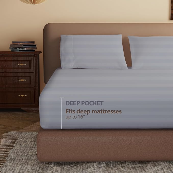 100% Egyptian Cotton Fitted Sheet Queen Size, 600 Thread Count, Single Fitted - Image 3